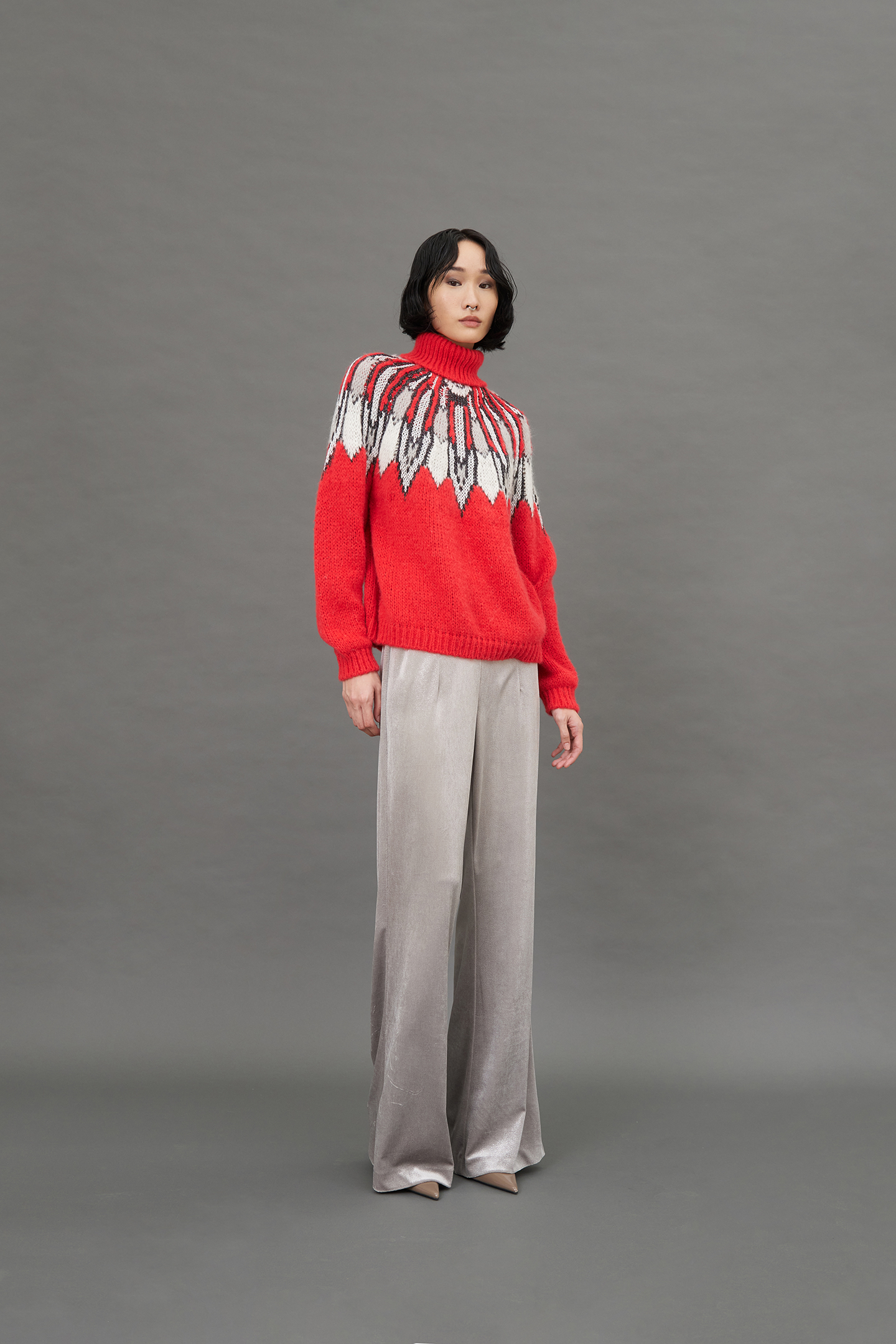 MAGLIA DOLCEVITA JACQUARD IN MISTO MOHAIR - immagine 2