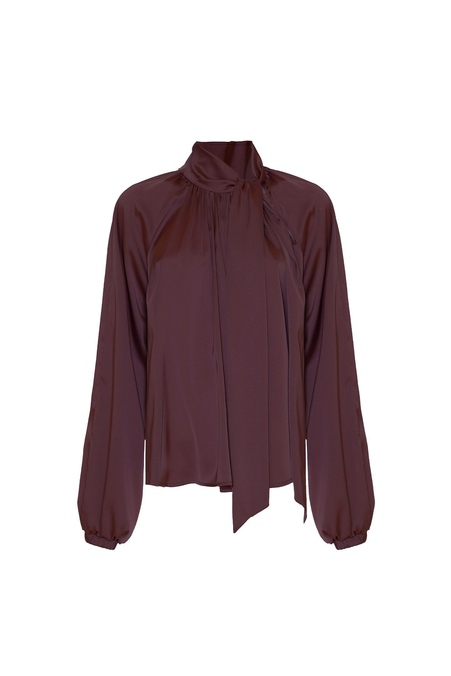 BLUSA CON COLLO A SCIARPA IN RASO - immagine 5