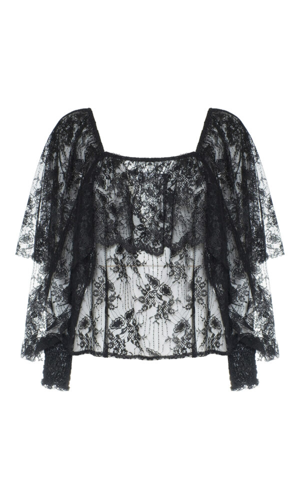 BLUSA SCOLLO QUADRATO IN PIZZO