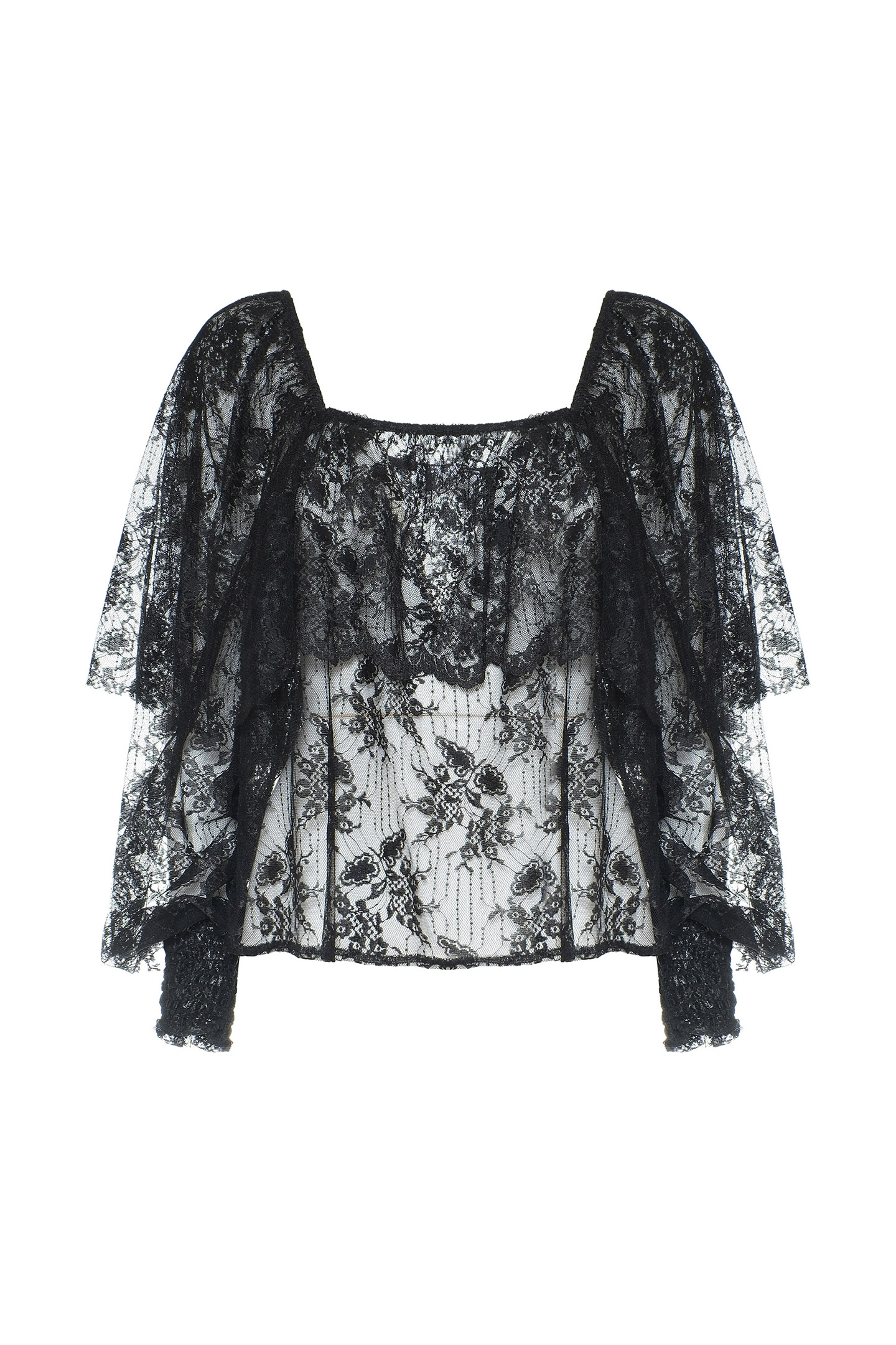 BLUSA SCOLLO QUADRATO IN PIZZO
