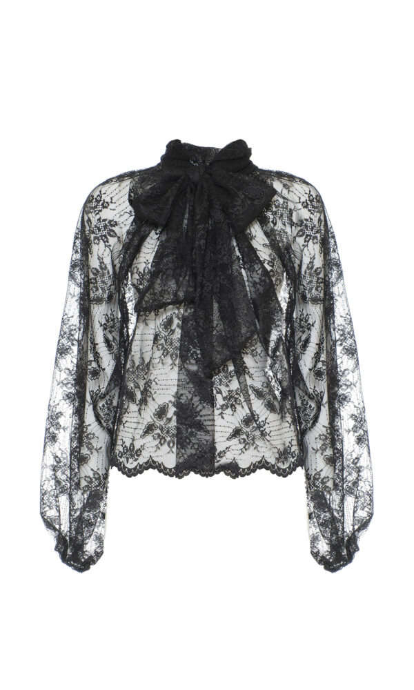 BLUSA IN PIZZO COLLO A SCIARPA