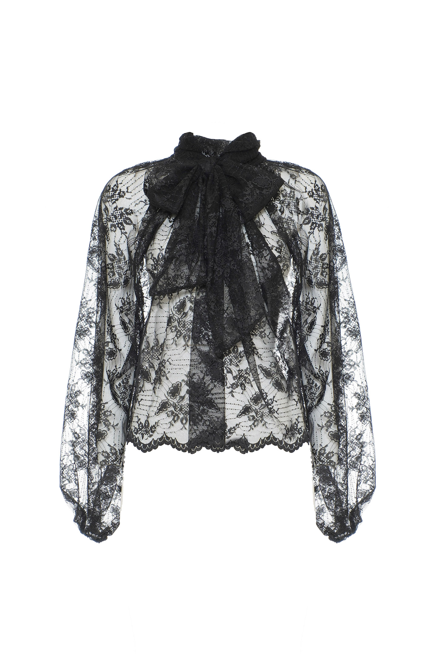 BLUSA IN PIZZO COLLO A SCIARPA
