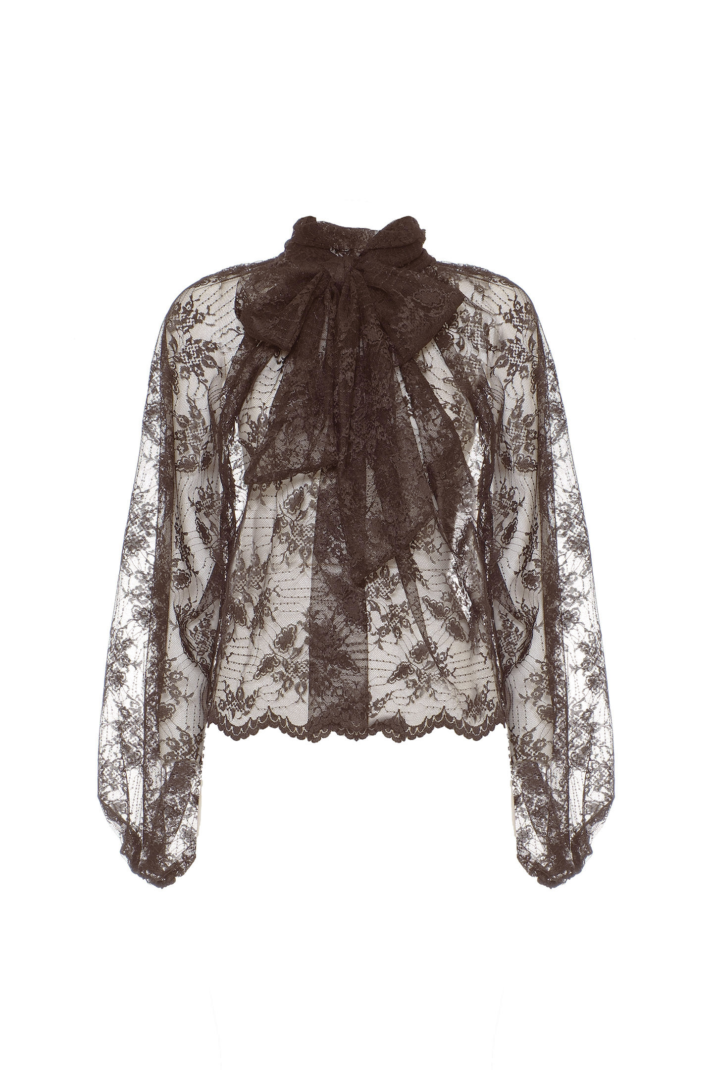 BLUSA IN PIZZO COLLO A SCIARPA - immagine 4