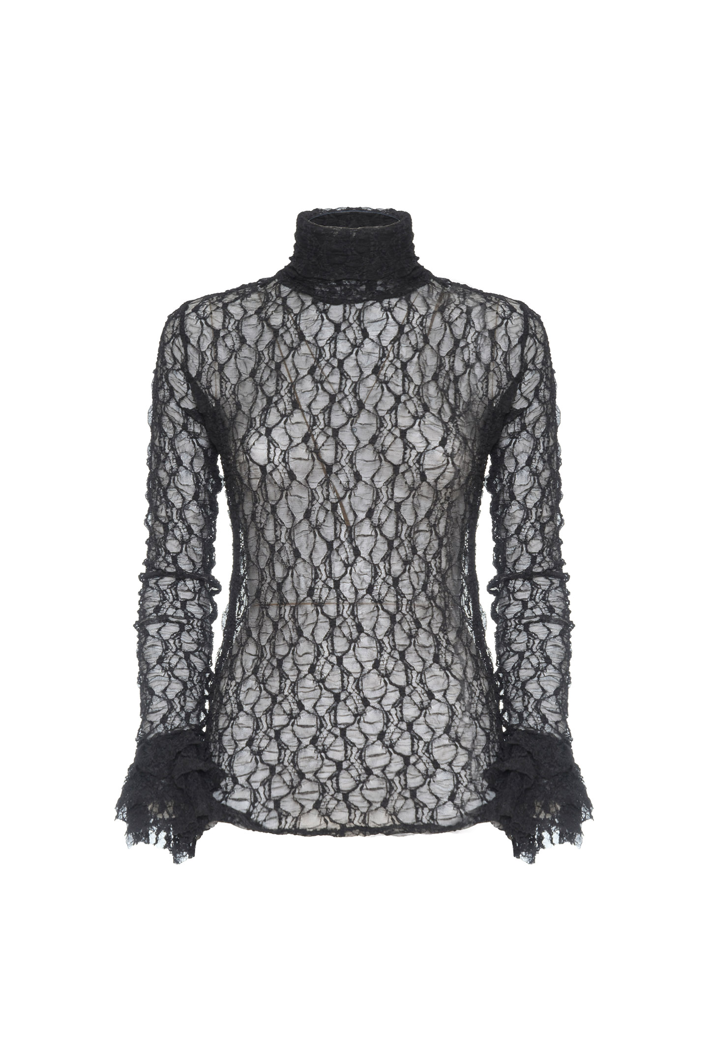 BLUSA A COLLO ALTO IN PIZZO