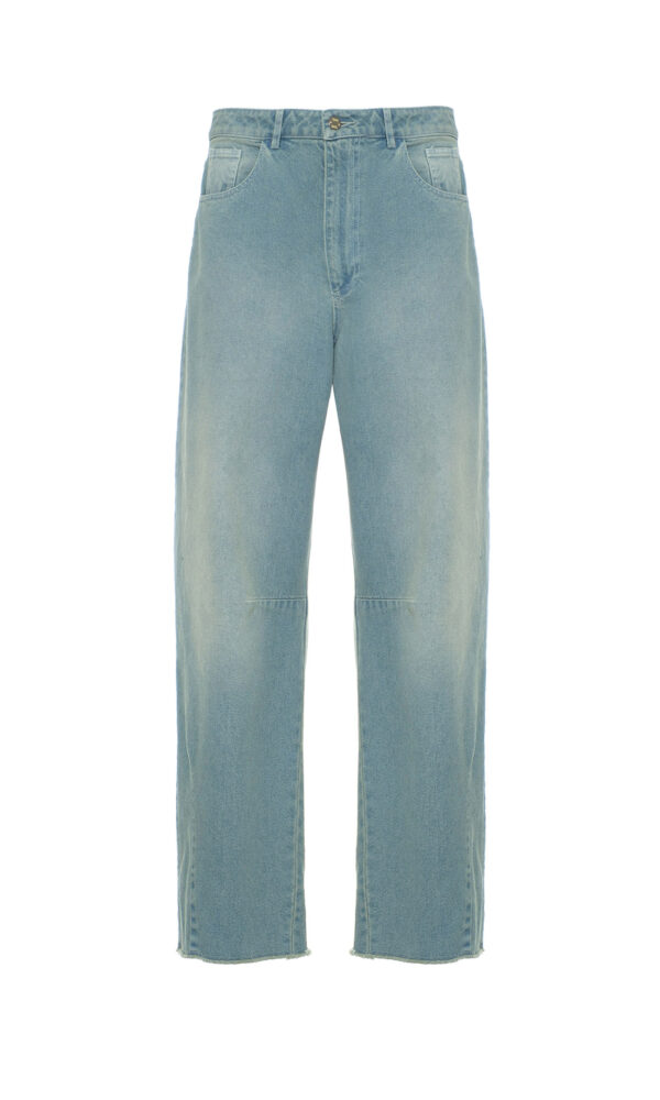 JEANS BARREL IN COTONE DÈLAVÈ
