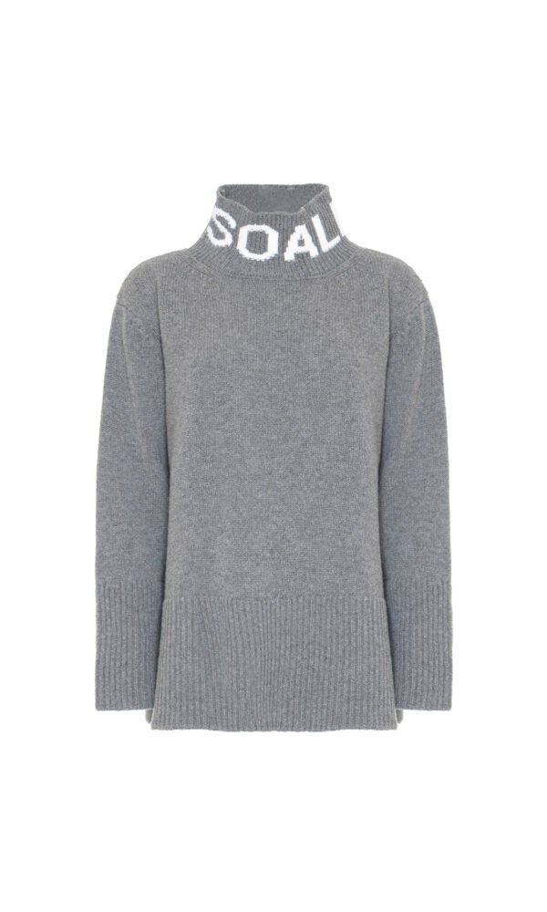 WOOL BLEND PULLOVER WITH JACQUARD LOGO