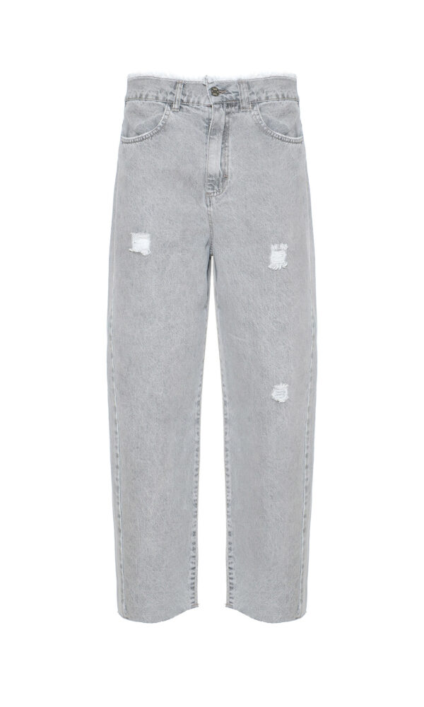 JEANS DRITTO IN DENIM GRIGIO CHIARO