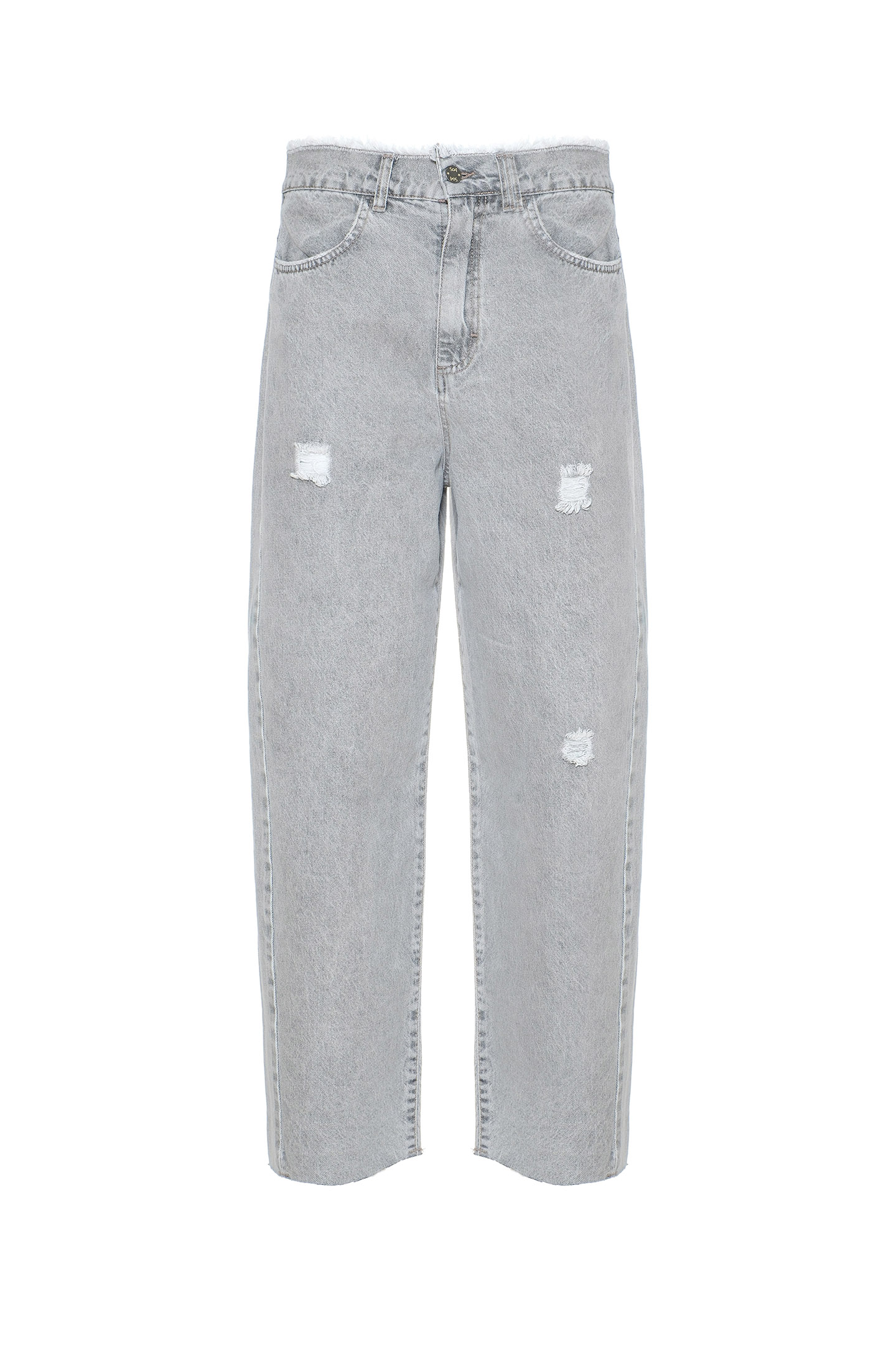 JEANS DRITTO IN DENIM GRIGIO CHIARO