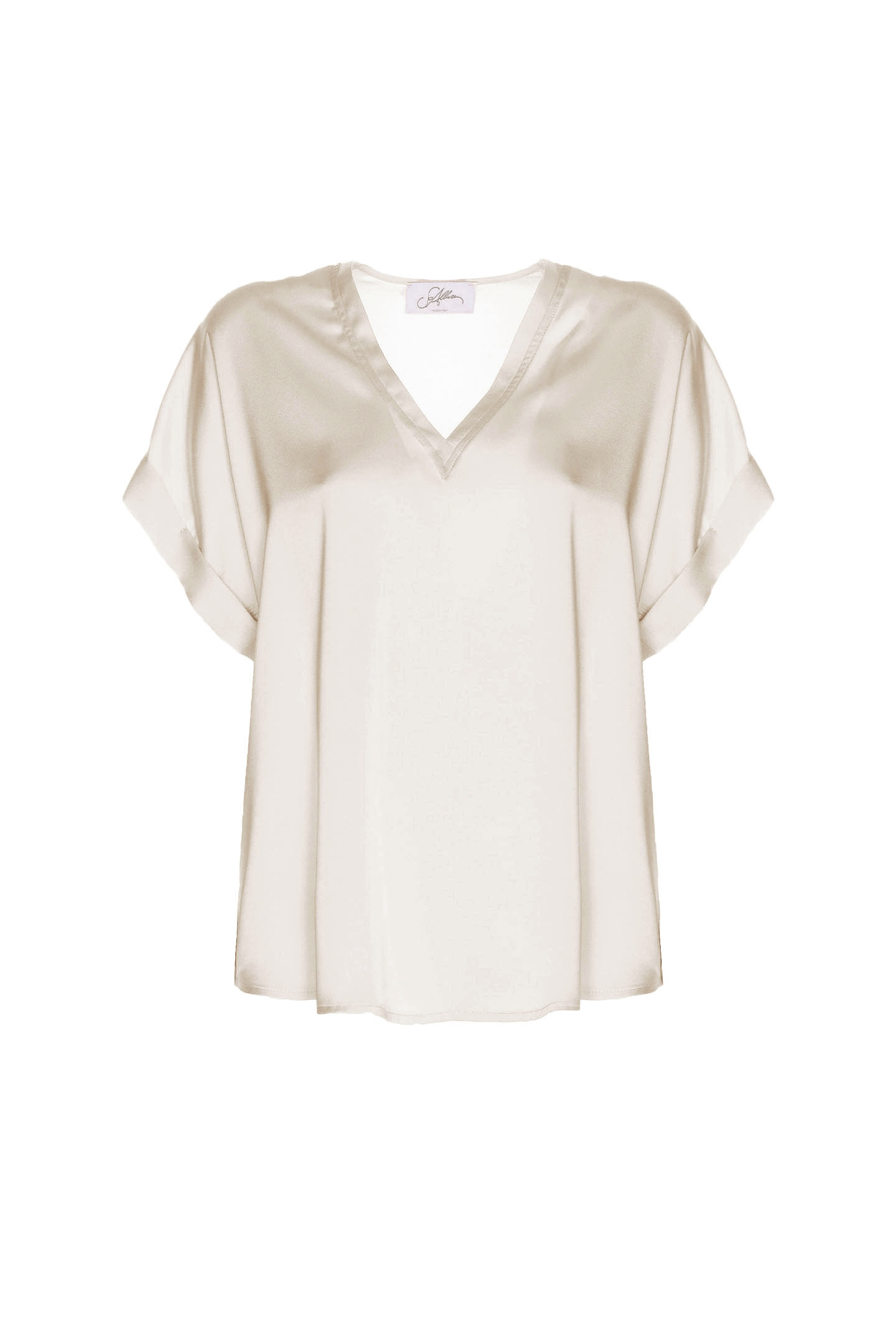 BLUSA SCOLLATA A V IN RASO - immagine 5