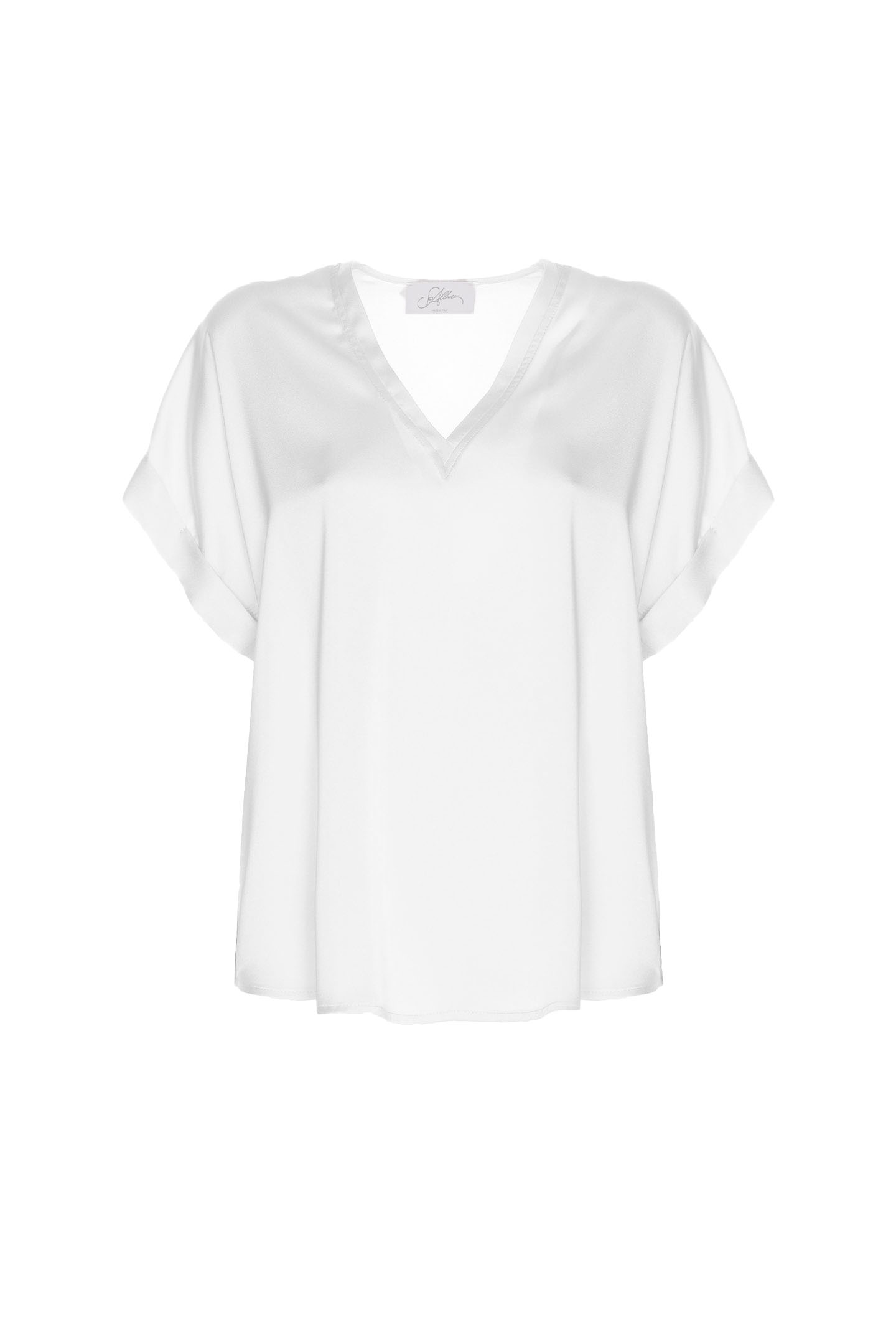 BLUSA SCOLLATA A V IN RASO - immagine 6