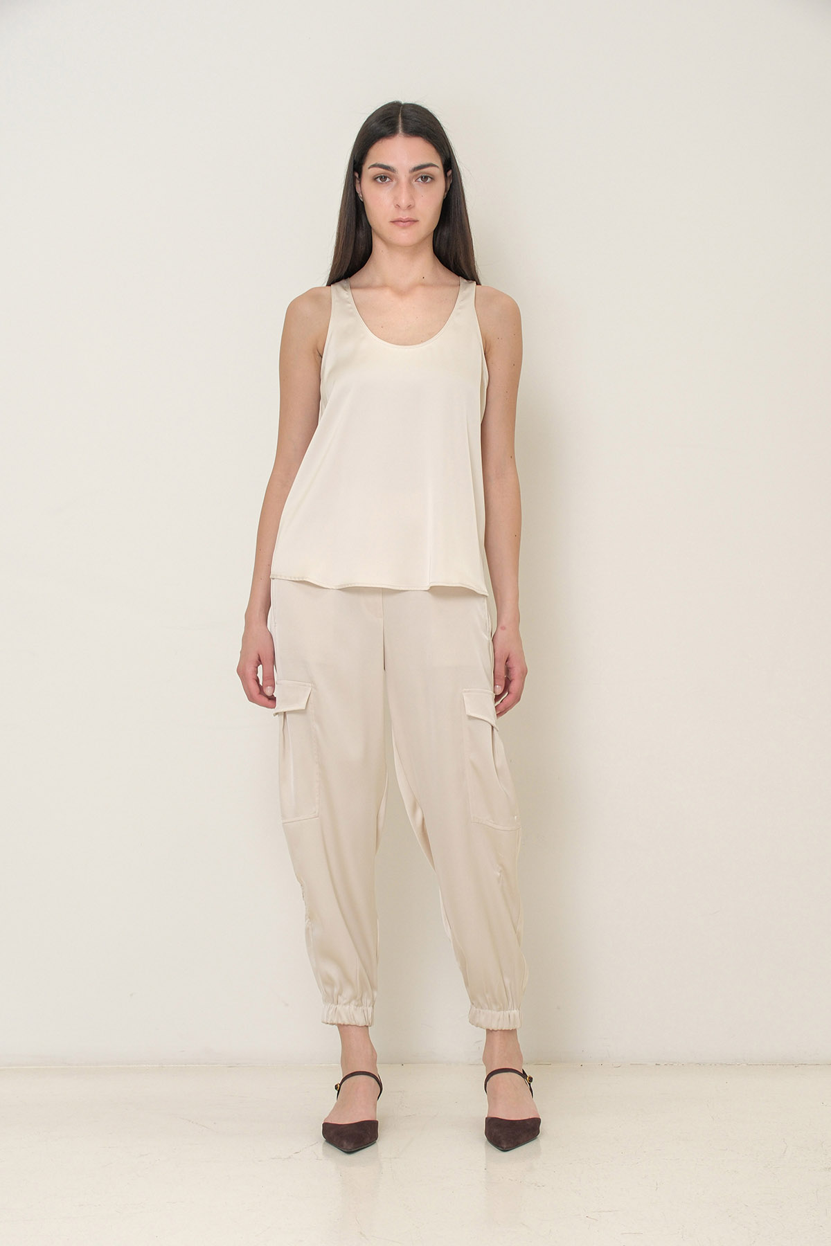 PANTALONI CARGO IN RASO - immagine 2