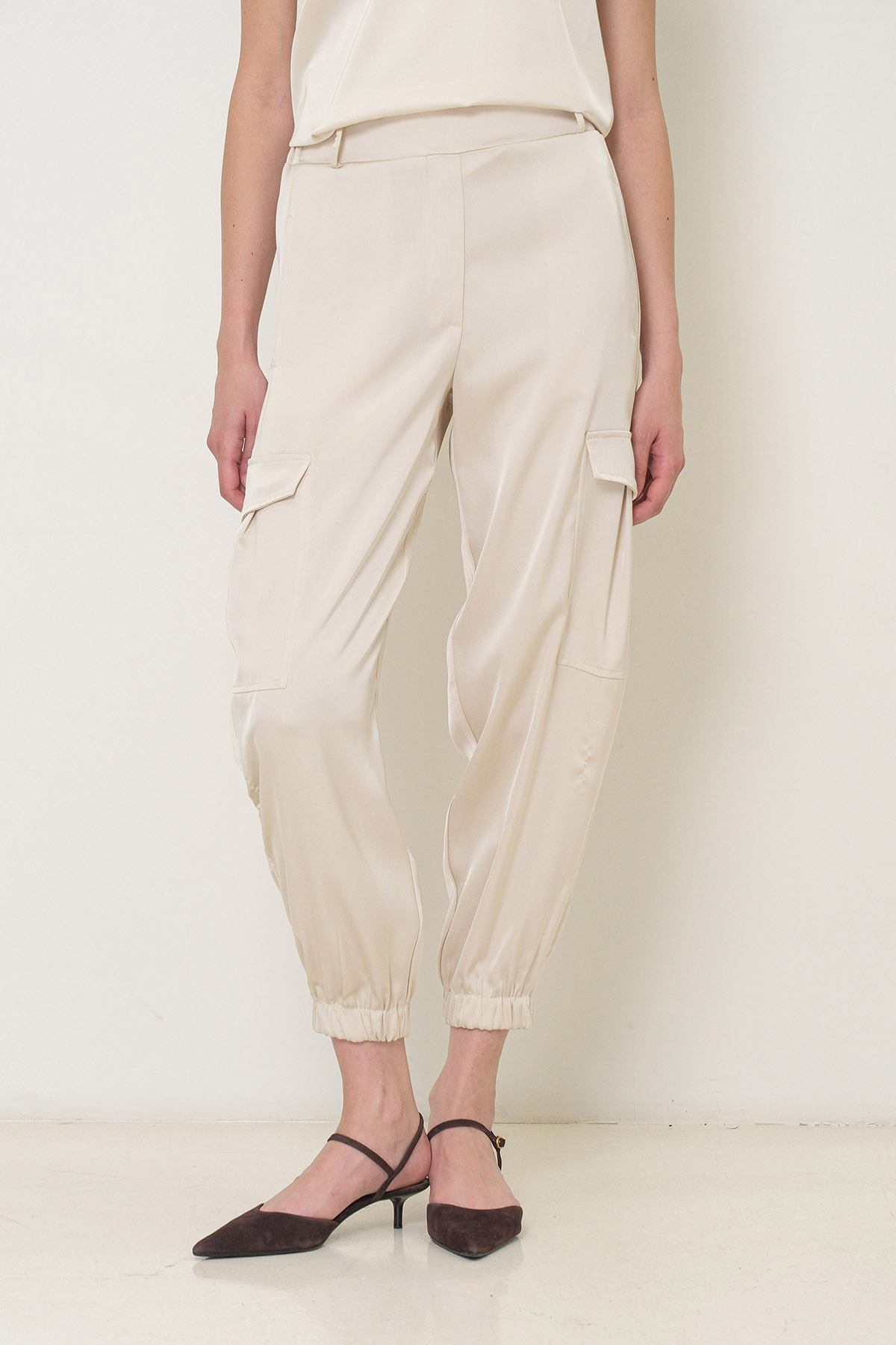 PANTALONI CARGO IN RASO - immagine 3