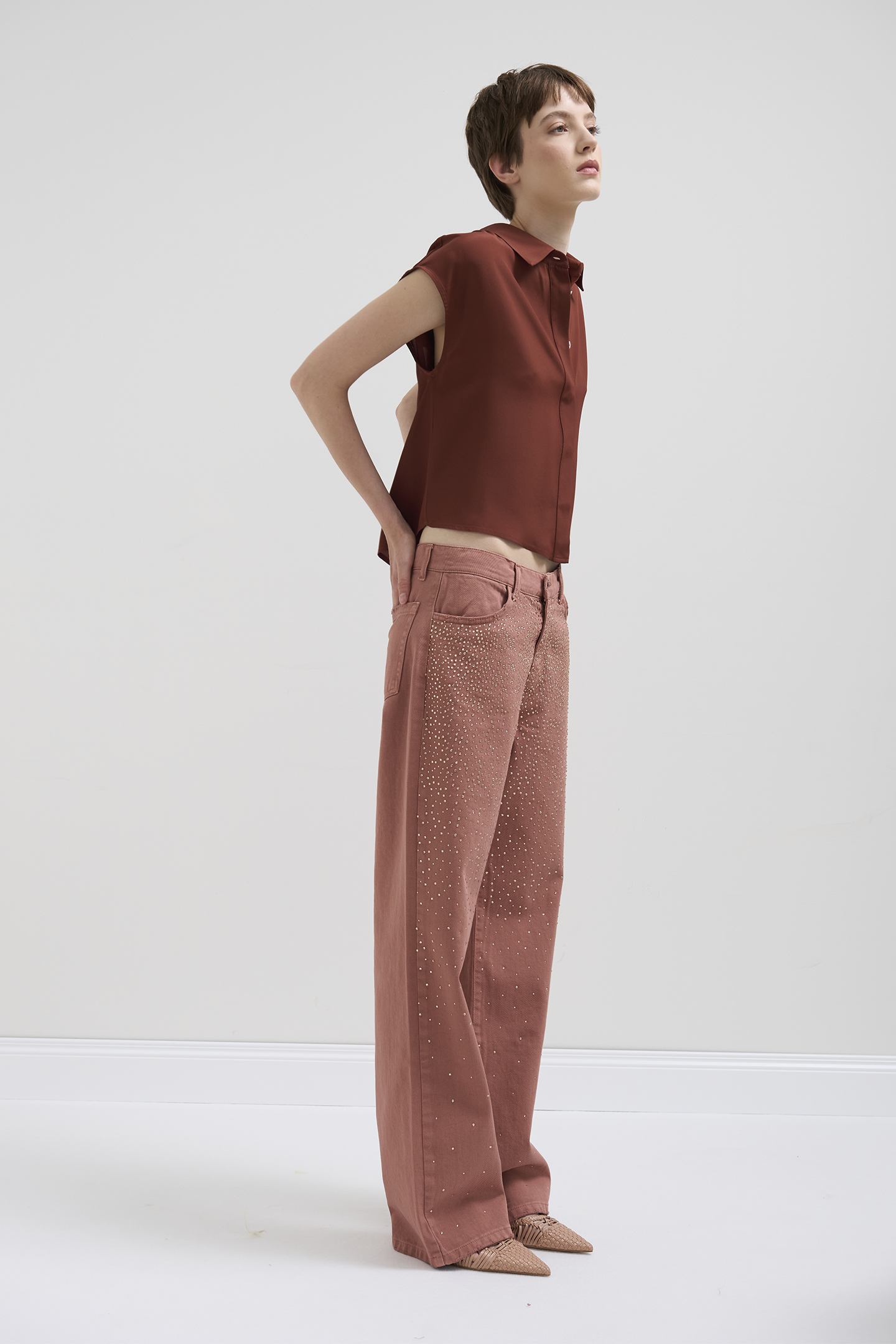 CAMICIA CROPPED IN CREPÉ - immagine 2