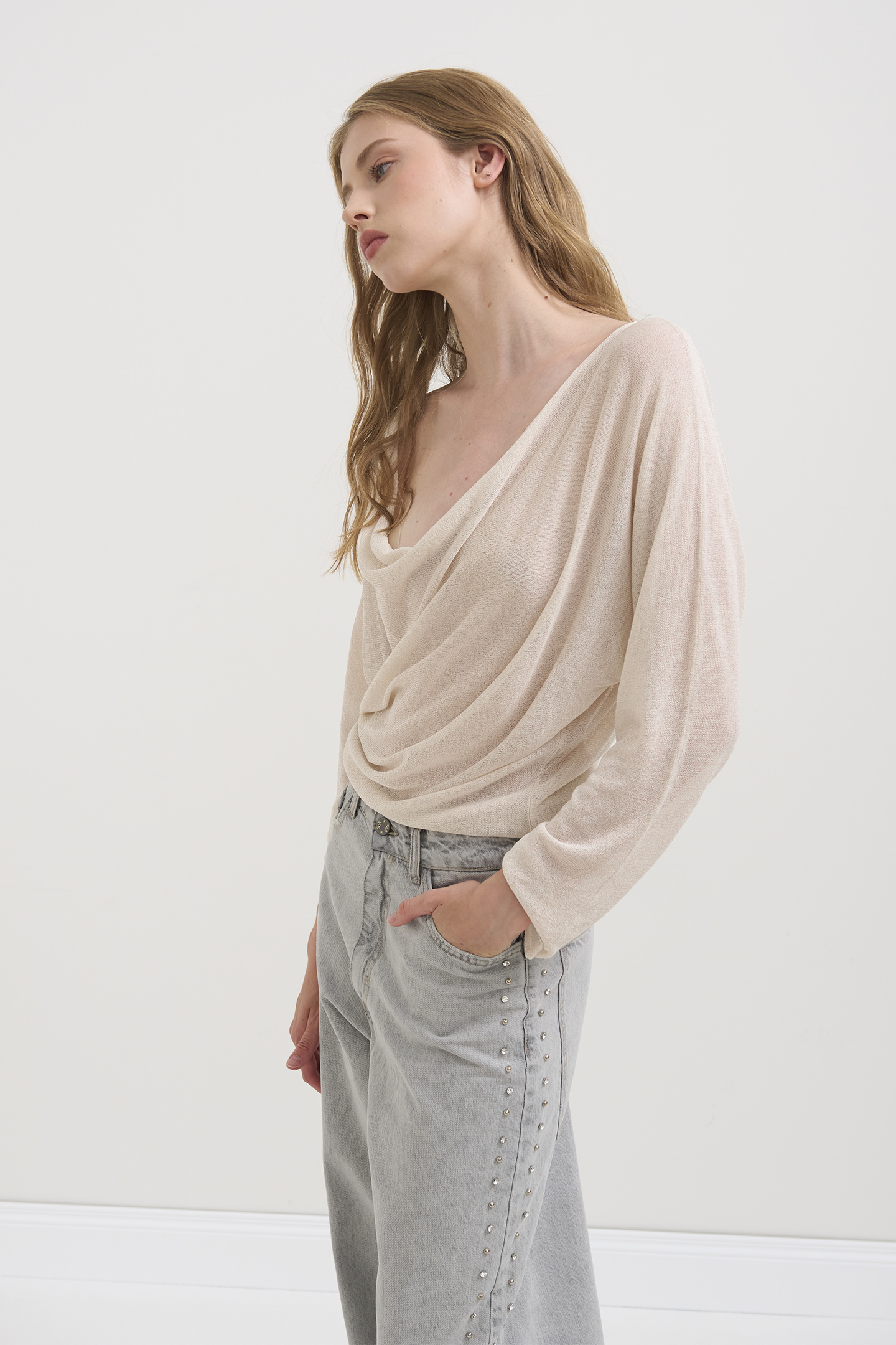 MAGLIA DRAPÉE A MANICHE LUNGHE - immagine 2