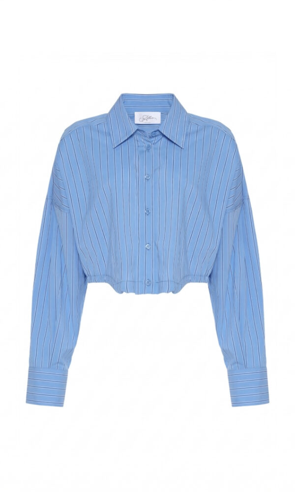CAMICIA IN POPELINE CORTA A RIGHE