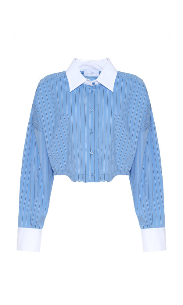 CAMICIA IN POPELINE CORTA A RIGHE