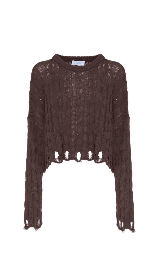 PULLOVER A TRECCE DESTROYED