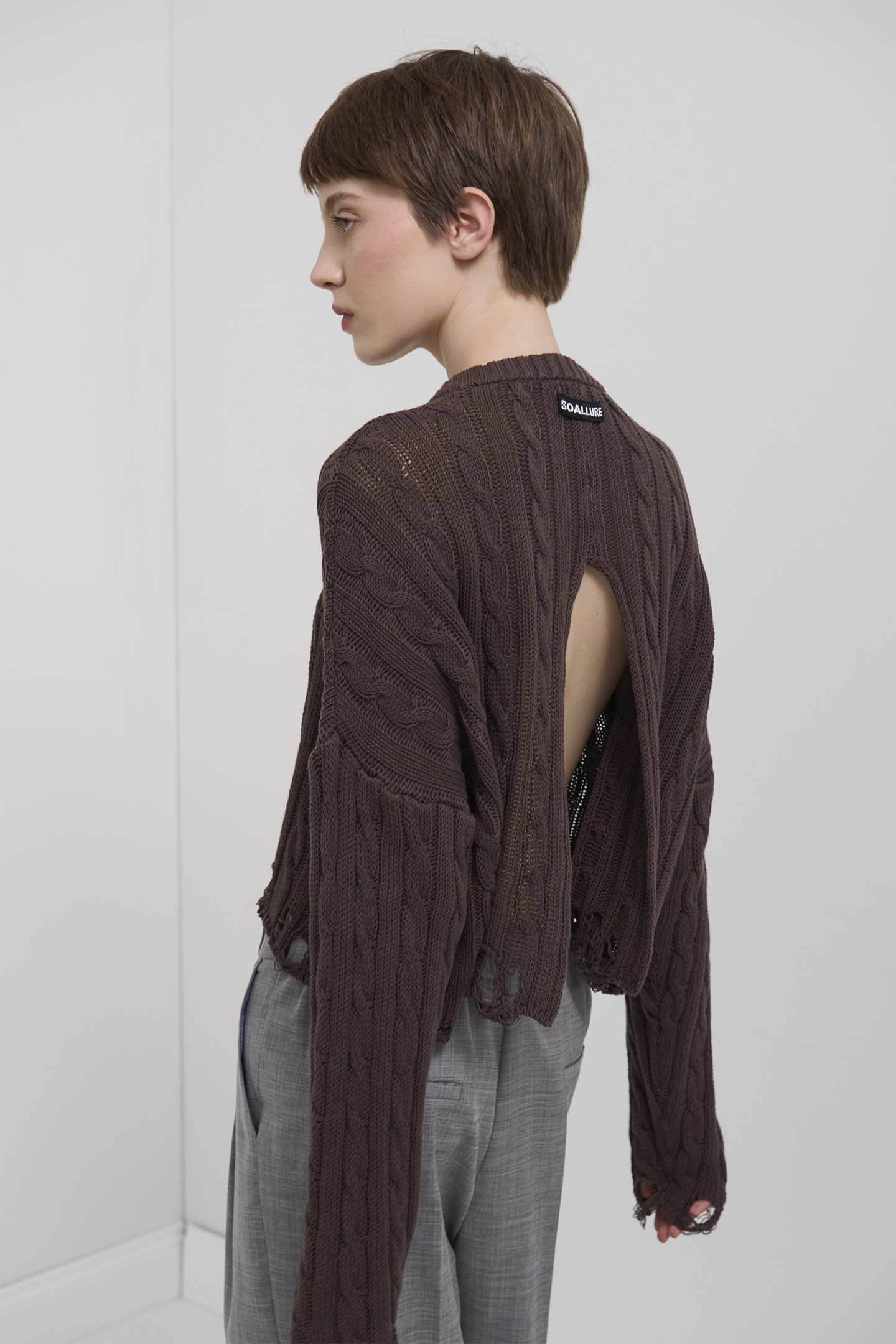 PULLOVER A TRECCE DESTROYED - immagine 3