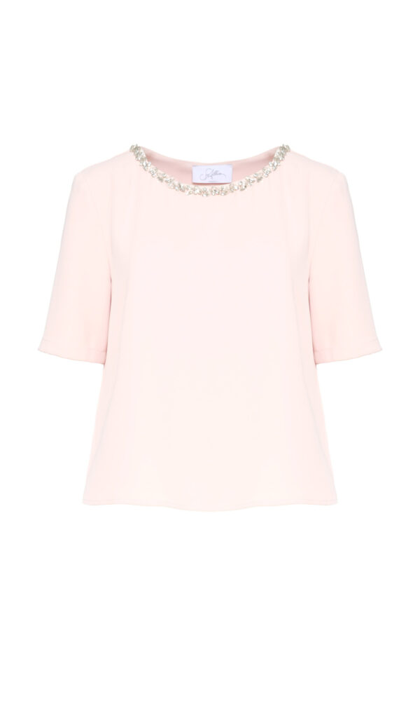 BLUSA IN CREPÉ CON STRASS