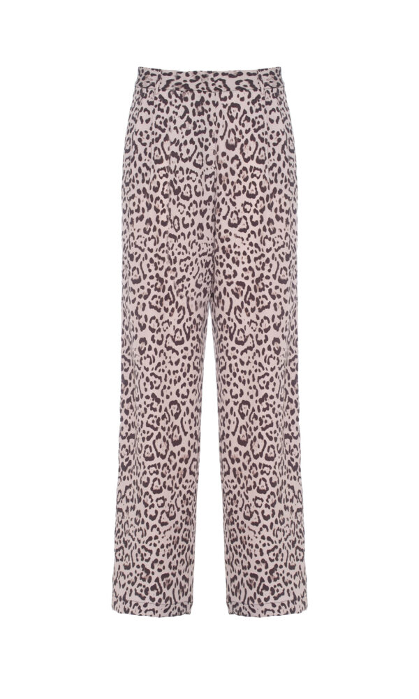 PANTALONI ANIMALIER CON PIPING