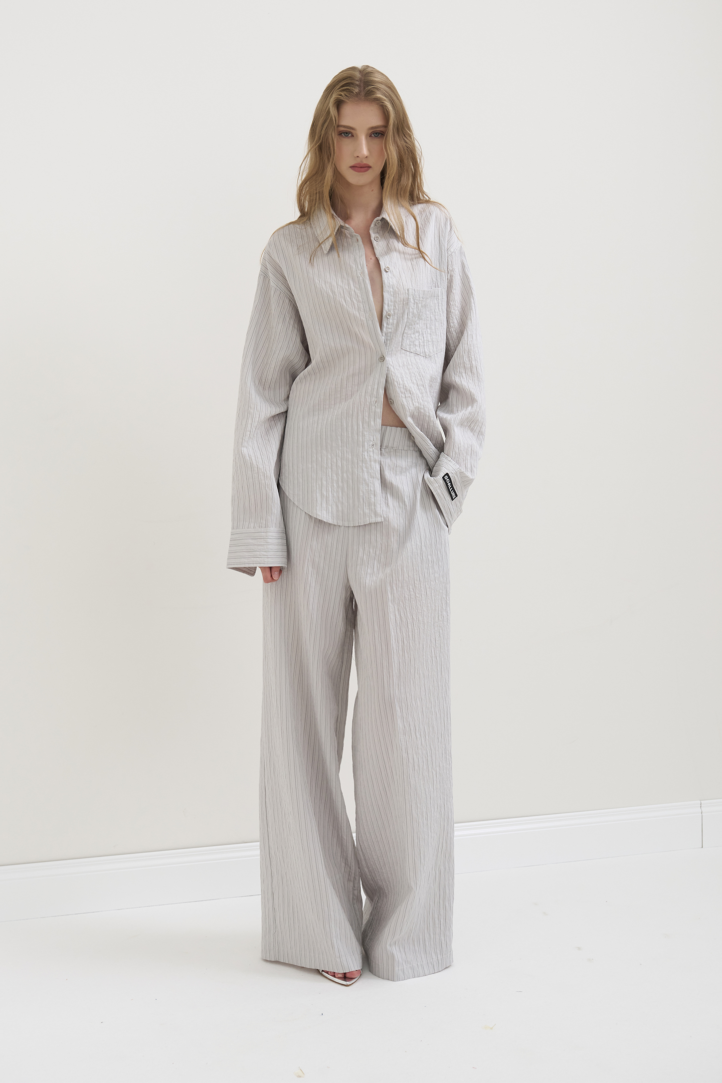PANTALONI PALAZZO IN MODAL A RIGHE - immagine 2