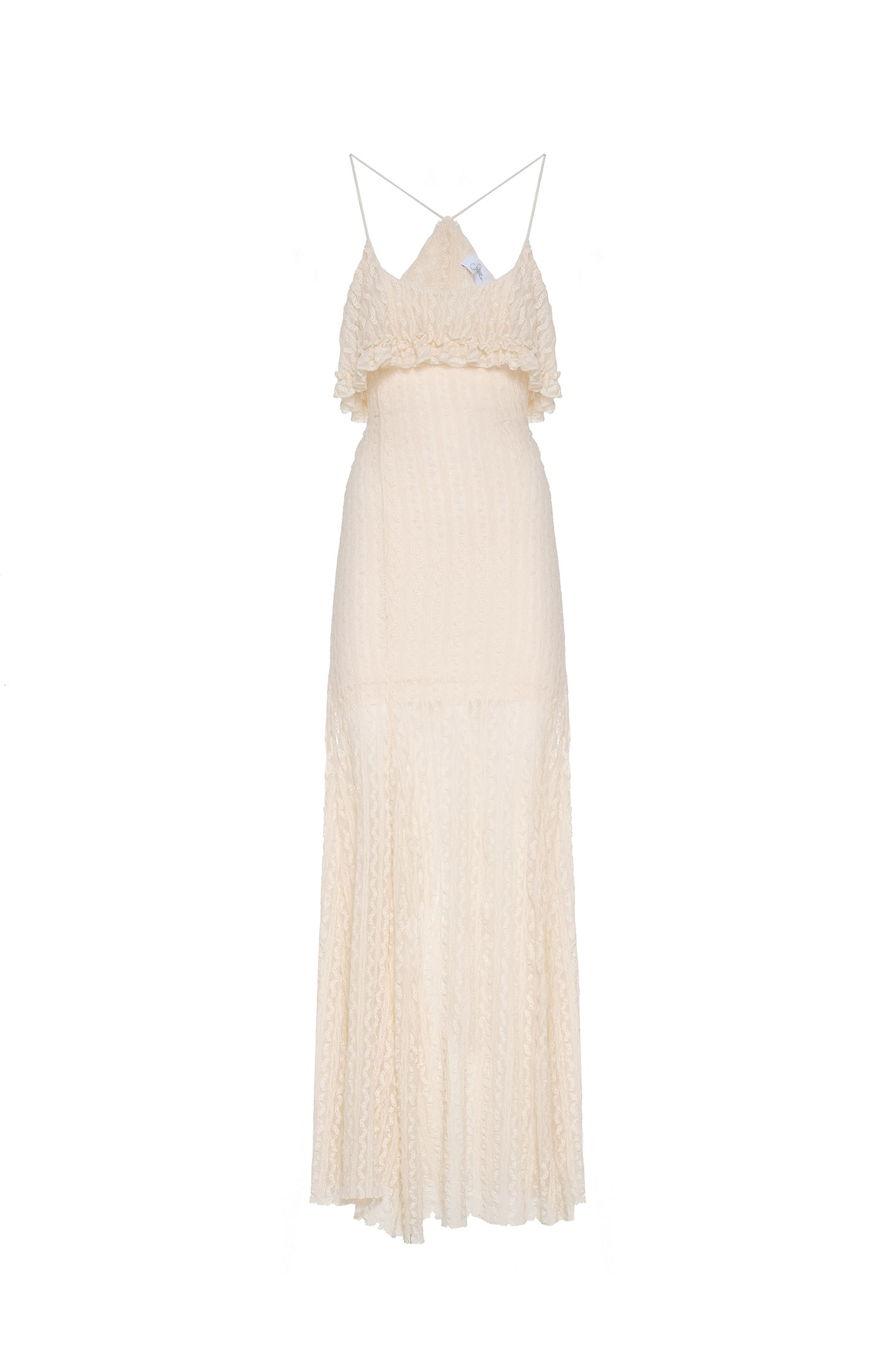 MAXI ABITO IN PIZZO CON VOLANT