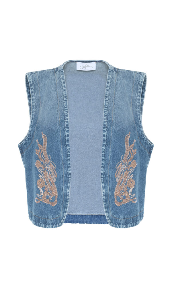 GILET IN DENIM CON RICAMO