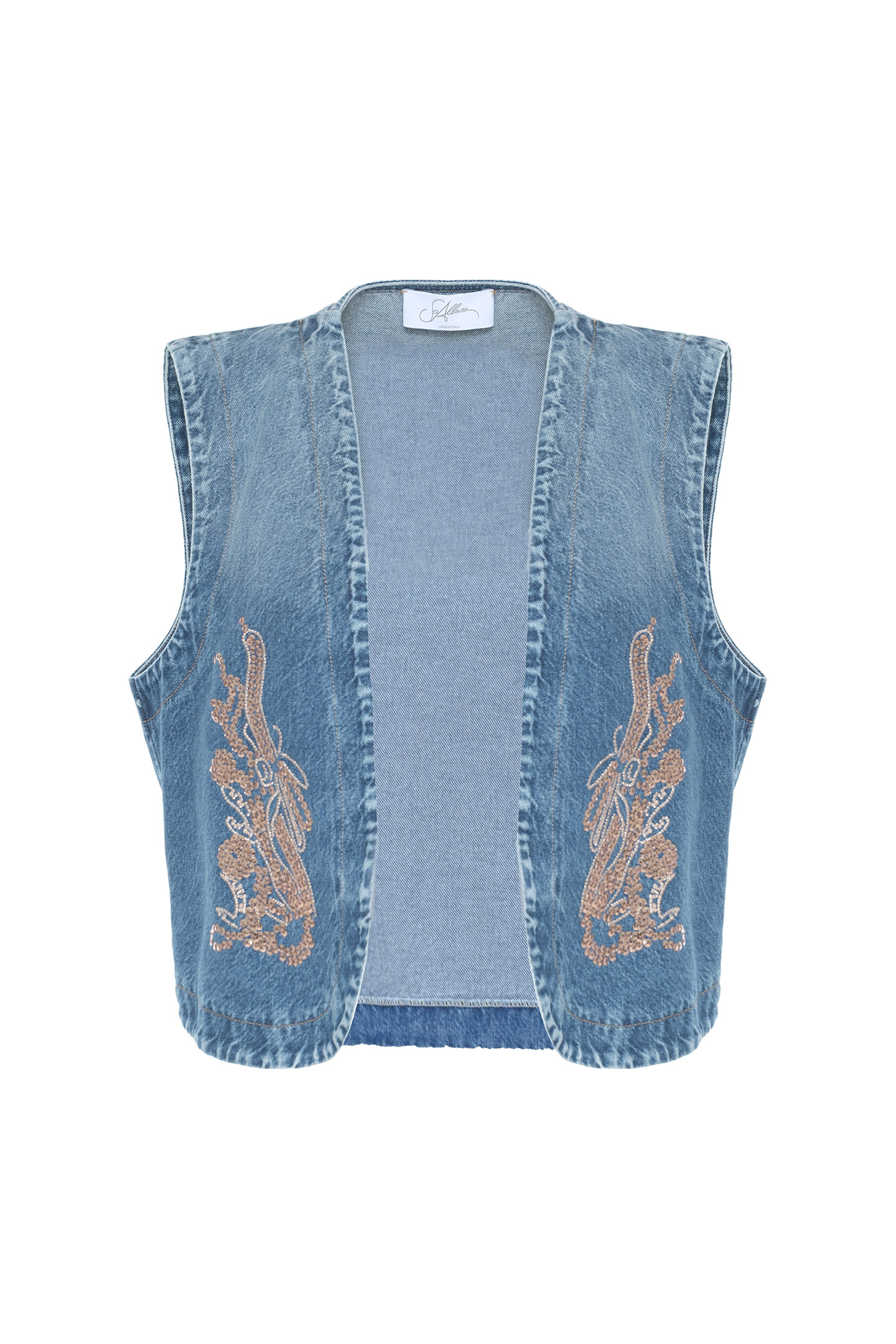 GILET IN DENIM CON RICAMO