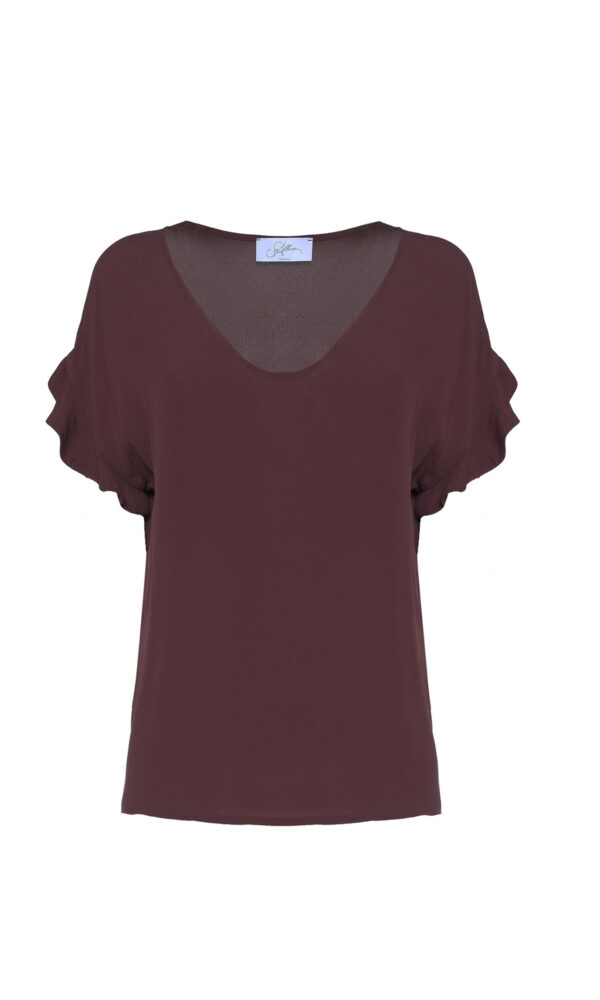 BLUSA SCOLLO AMPIO IN VISCOSA