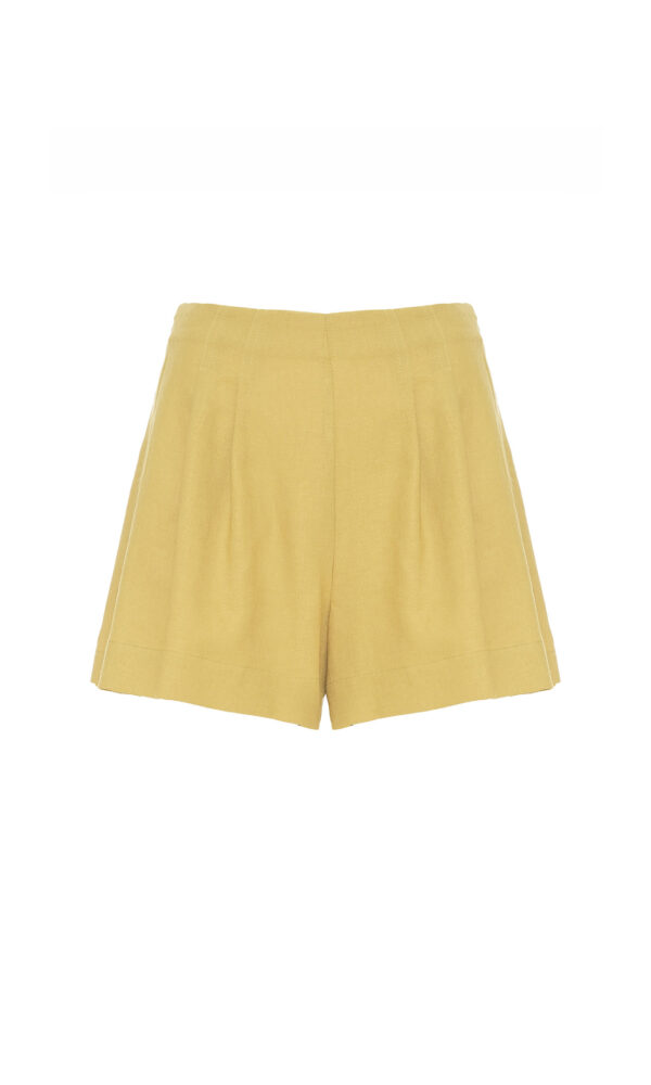 SHORTS CON PINCES IN MISTO LINO
