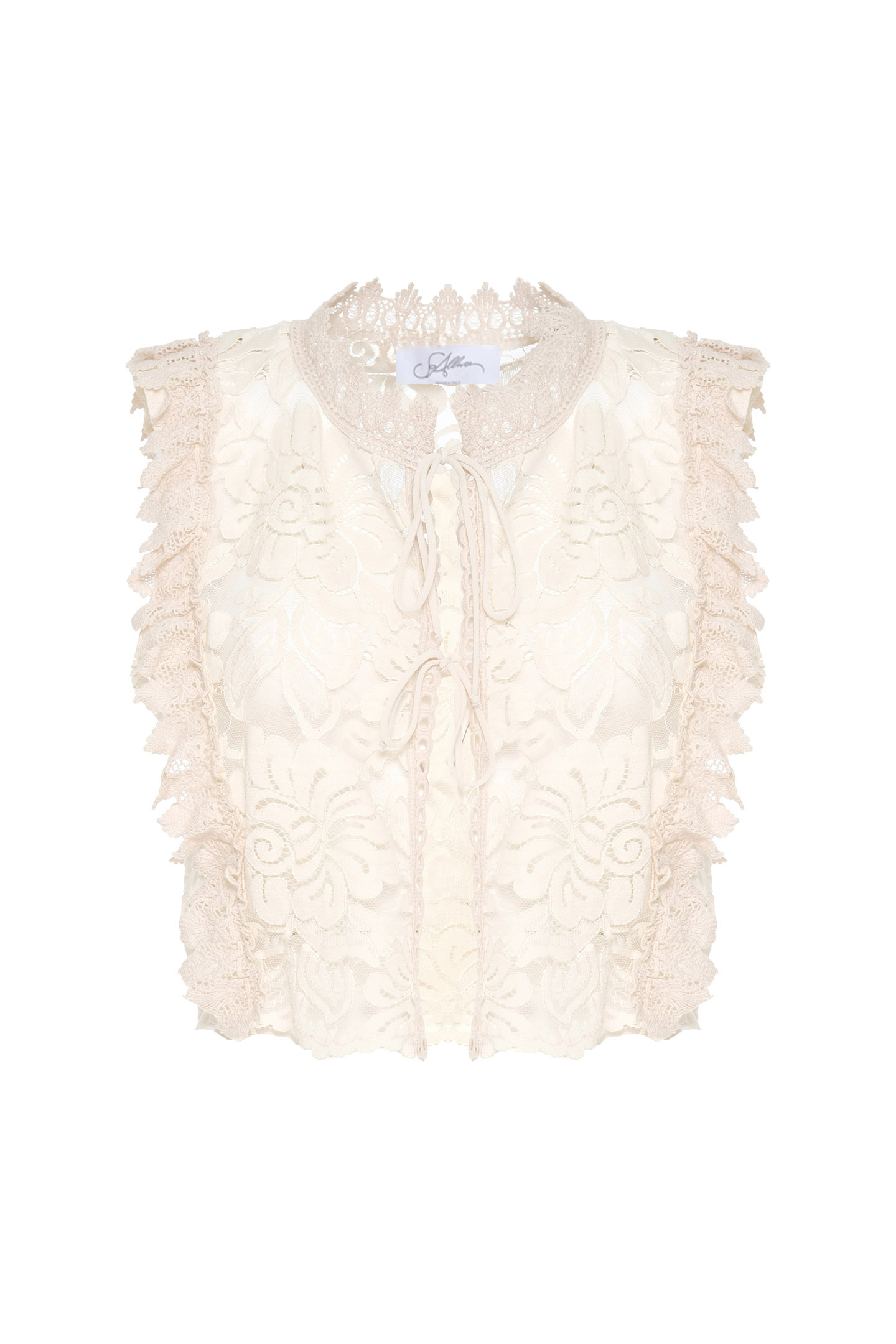 GILET IN PIZZO CON VOLANT
