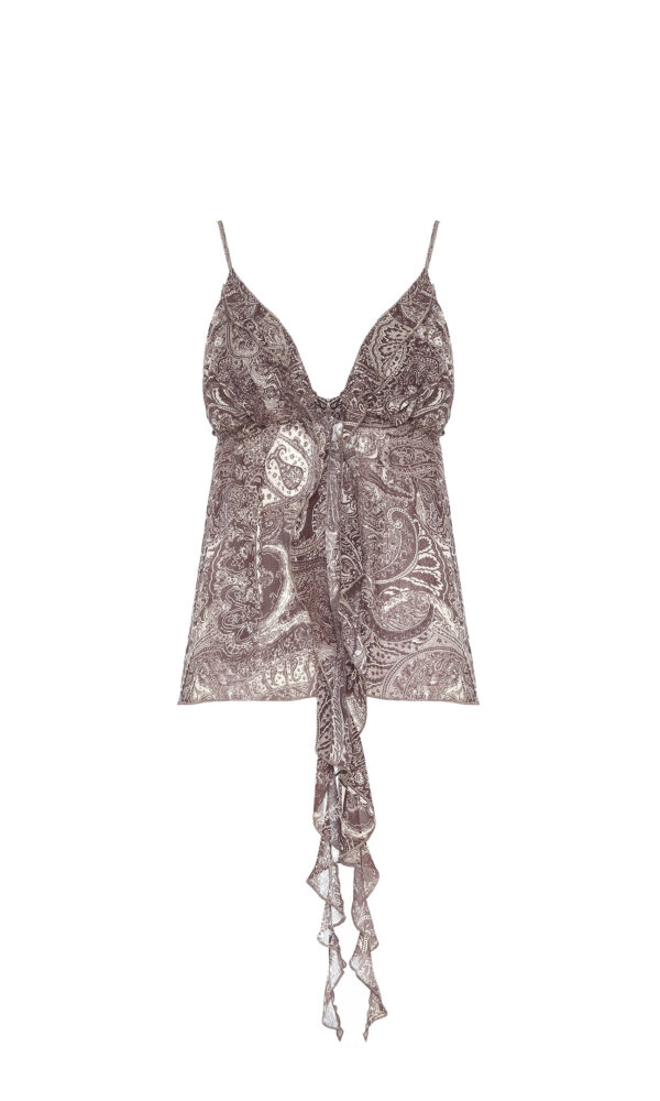 TOP WITH RUFFLES AND PAISLEY PRINT