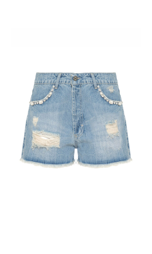 SHORTS IN DENIM CON CABOCHON